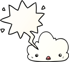 söt tecknad serie moln med Tal bubbla i slät lutning stil png