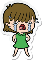 sticker of a cartoon girl crying png