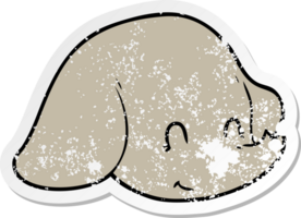 distressed sticker of a cartoon elephant face png