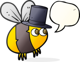 hand drawn speech bubble cartoon bee top hat png