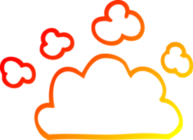 warm gradient line drawing of a cartoon weather cloud png