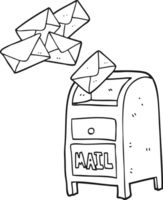 hand drawn black and white cartoon mail box png