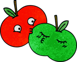 retro grunge texture cartoon of a apples png