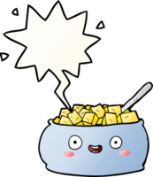 cute cartoon bowl of sugar with speech bubble in smooth gradient style png