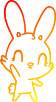 warm gradient line drawing of a cute cartoon rabbit png