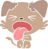 flat color style cartoon disgusted dog sitting png