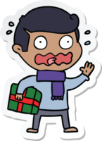 sticker of a cartoon man totally stressed out png