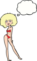 cartoon woman in bikini with thought bubble png