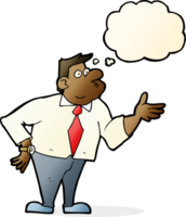 cartoon businessman asking question with thought bubble png