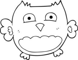 hand drawn black and white cartoon owl png