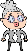 cartoon office woman wearing spectacles png