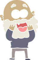 flat color style cartoon crazy happy man with beard gasping png