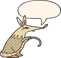 Karikatur hinterhältig Ratte mit Rede Blase im Comic Buch Stil png