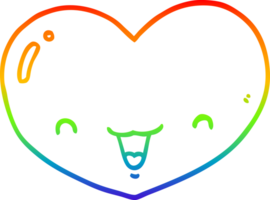 arco iris degradado línea dibujo de un dibujos animados amor corazón personaje png