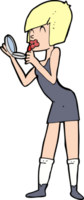 tecknad serie kvinna applicering läppstift png