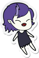 sticker of a cartoon laughing vampire girl floating png