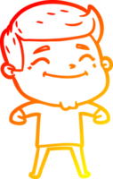 warm gradient line drawing of a happy cartoon man png