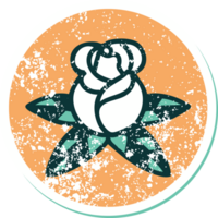 iconic distressed sticker tattoo style image of a single rose png