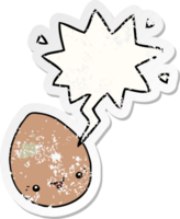 cartoon egg with speech bubble distressed distressed old sticker png