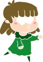 niña silbando de dibujos animados de estilo de color plano png