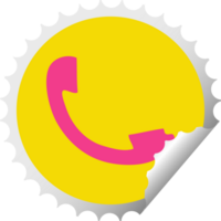 circular peeling sticker cartoon of a telephone receiver png