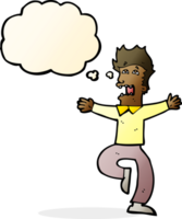 cartoon terrified man with thought bubble png