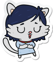 autocollant d'une fille de chat de dessin animé png