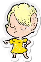 distressed sticker of a cartoon woman png