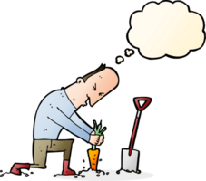cartoon gardener with thought bubble png