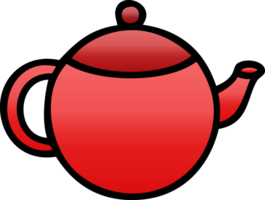 gradient shaded cartoon of a red tea pot png