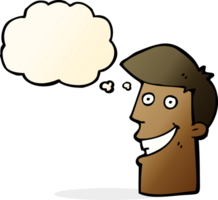 cartoon grinning man with thought bubble png