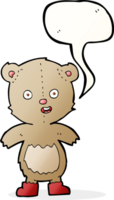 Cartoon glücklicher Teddybär in Stiefeln mit Sprechblase png