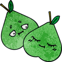 retro grunge texture cartoon of a green pear png