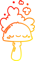 warm gradient line drawing of a cartoon mushroom with spoor cloud png