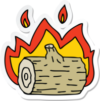 sticker of a quirky hand drawn cartoon campfire png