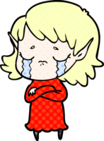 cartoon crying elf girl png