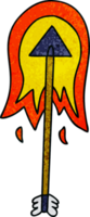 hand drawn quirky cartoon burning arrow png