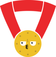 flat color retro cartoon of a gold medal png