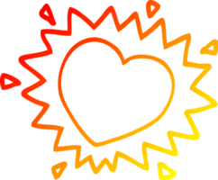 warm gradient line drawing of a cartoon flaming heart png