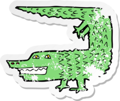 retro distressed sticker of a cartoon crocodile png