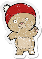 pegatina retro angustiada de un lindo oso de peluche de dibujos animados png