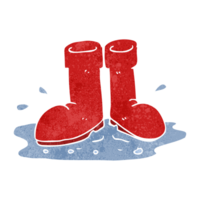 hand retro cartoon wellington boots in puddle png