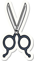 sticker of tattoo in traditional style of barber scissors png