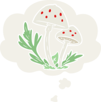 tecknad serie svamp med trodde bubbla i retro stil png