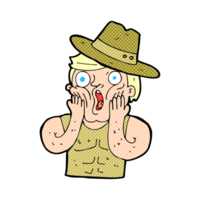 cartoon shocked outback australian man png