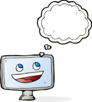 cartoon computer screen with thought bubble png