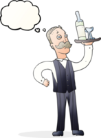 hand drawn thought bubble cartoon waiter png