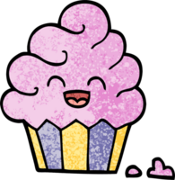 cupcake de dessin animé illustration texturée grunge png