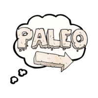 mão desenhado pensamento bolha texturizado desenho animado paleo dieta apontando seta png