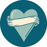 iconic tattoo style image of a heart and banner png